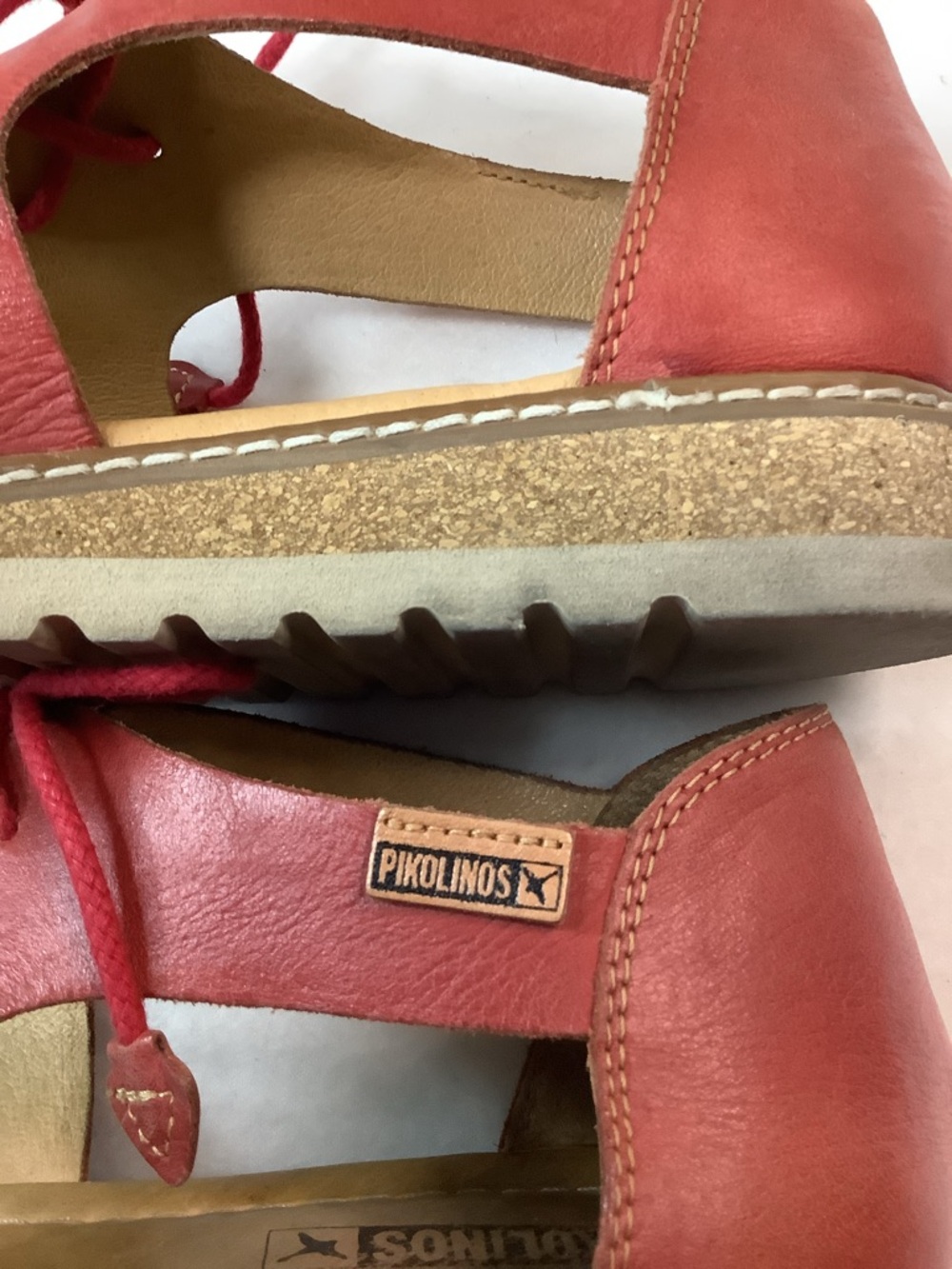 Pikolinos Alcudia Red Lace-Up Sandals Sz 40, US Sz 9-9.5 - Picture 6 of 9